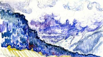 (image for) Handmade oil painting Copy paintings of famous artists Paul Signac's painting,Les Diablerets, Switzerl